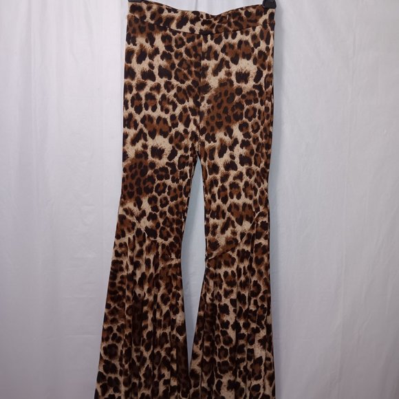 FASHION NOVA SHEER FLARE LEG ANIMAL PRINT PANTS - Picture 3 of 16
